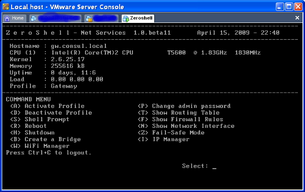 zeroshell console